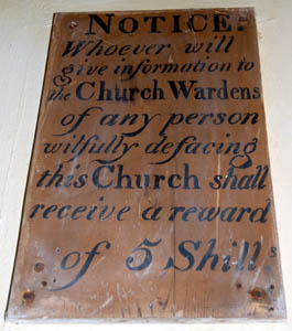 Southill church notice in porch March 2008